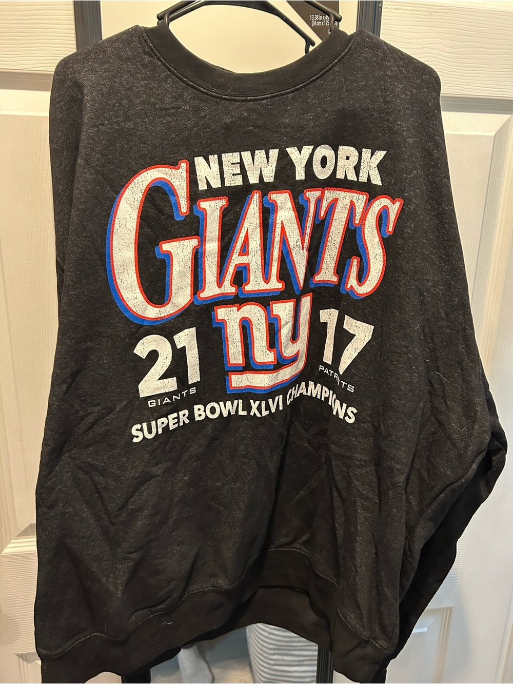 47 Black Graphic Tee with Red and Blue Accents